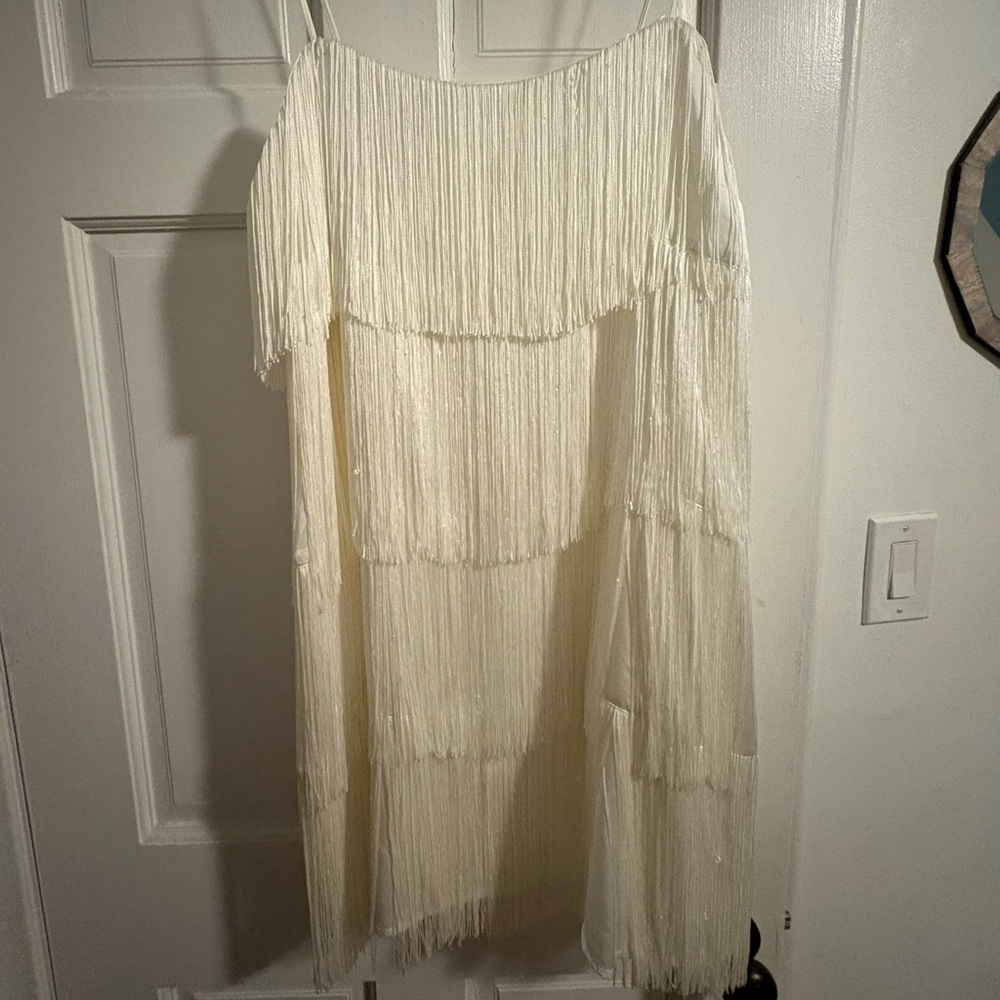 Abercrombie & Fitch Ivory Fringe Mini Dress